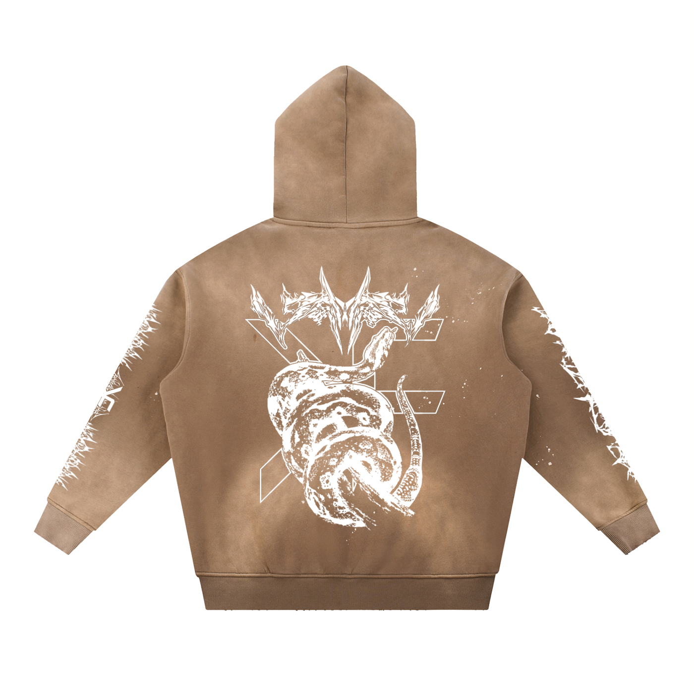 WRAITH Vintage Washed Frayed Fleece Hoodie