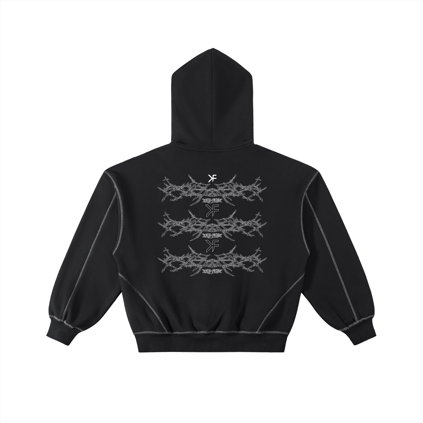 REVENANT Contrast-Stitched Boxy Fleece Zip Hoodie