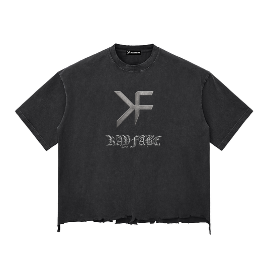 GOTHIC CHROME Snow Wash Raw-Hem Boxy T-shirt