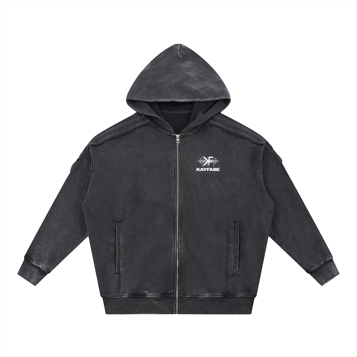 SIGIL Snow Washed Tape Raw Edge Zip Hoodie