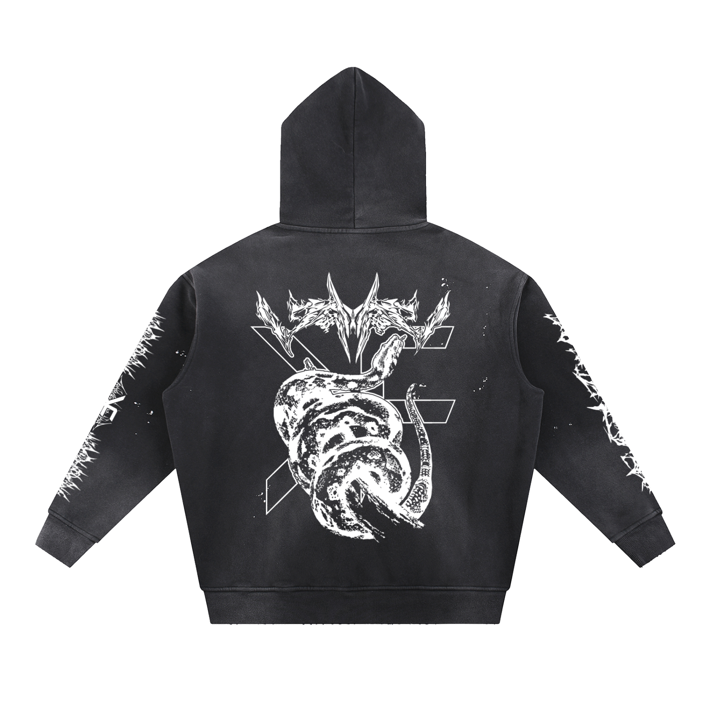 WRAITH Vintage Washed Frayed Fleece Hoodie