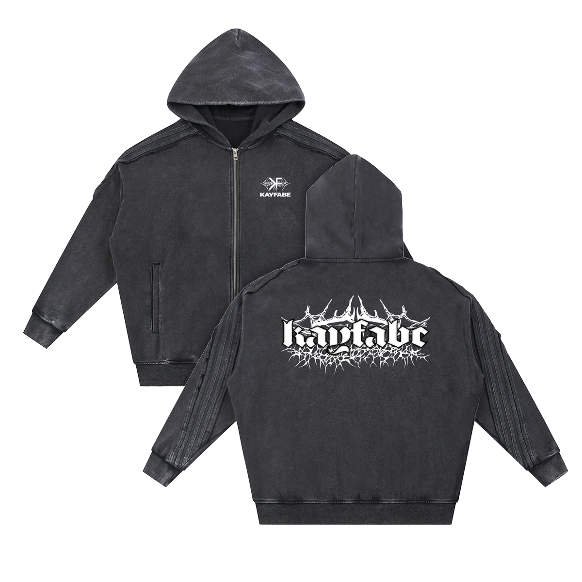 SIGIL Snow Washed Tape Raw Edge Zip Hoodie
