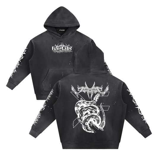 WRAITH Vintage Washed Frayed Fleece Hoodie