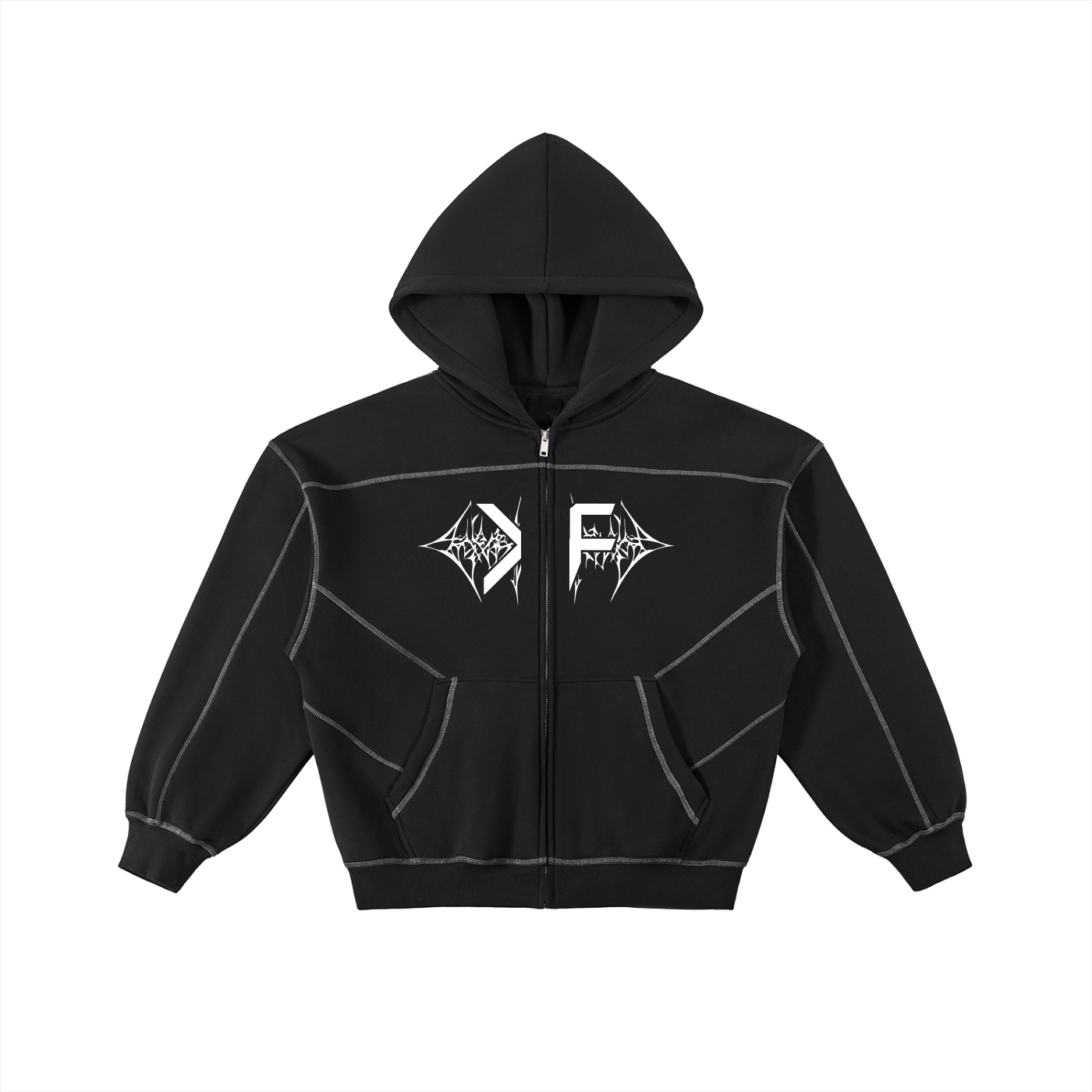 REVENANT Contrast-Stitched Boxy Fleece Zip Hoodie