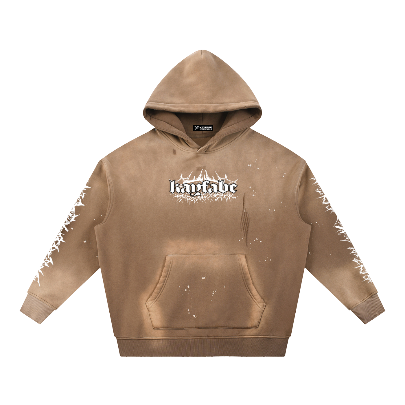 WRAITH Vintage Washed Frayed Fleece Hoodie